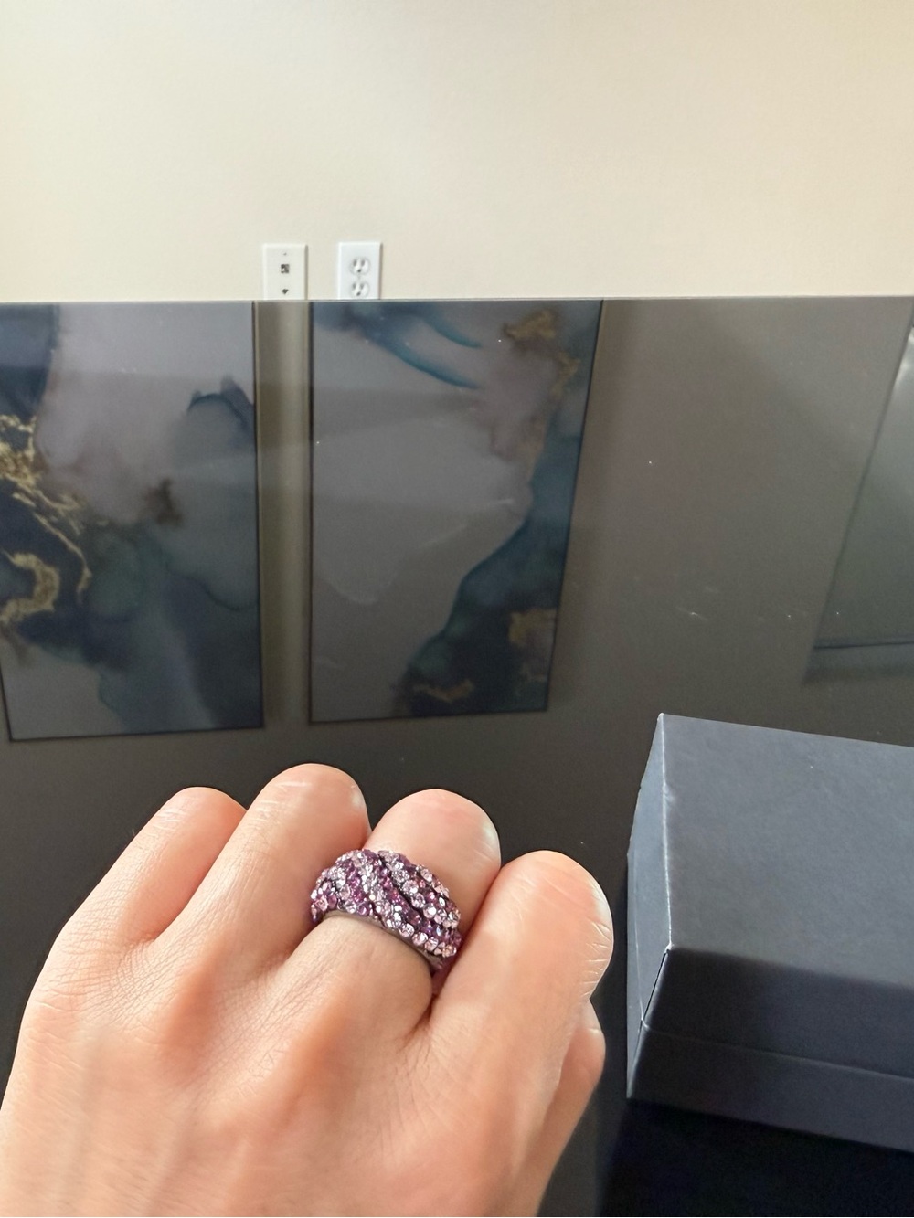 Purple Crystal Cluster Statement Ring - Women Jewelry